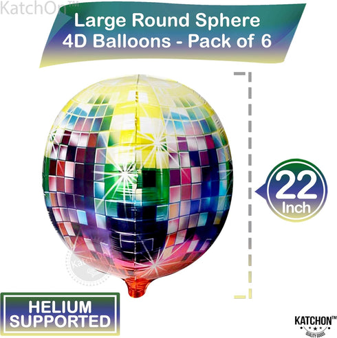 KatchOn Jumbo Disco Ball Balloons - 22 Inch, Pack of 6 for 70s, 80s, 90s Parties & Bachelorette Decorations