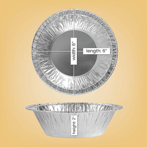 PLASTICPRO 6'' Inch Round Tin Foil Cake Pans, Disposable Aluminum, Freezer & Oven Safe, Pack of 50