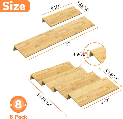 Mat,4 2 Set 9.5''to 19'', Kitchen,Cabinet,Drawers,Countertop AMBIRD Bamboo Spice Drawer Organizer with Non-slip Tier