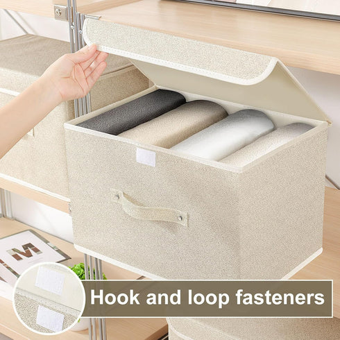 ENUMAIL Closet, 15x9.8x9.8 Storage Boxes, Collapsible Storage Bins with Lids, Cotton and linen cloth Storage Baskets