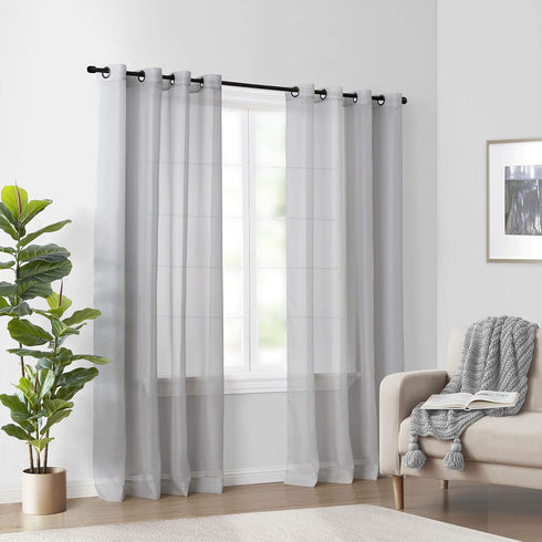 Odor Neutralizing Sheer Voile Grommet Window Curtain for Bedroom or Living Room, 59 in x 120 in, Light Grey