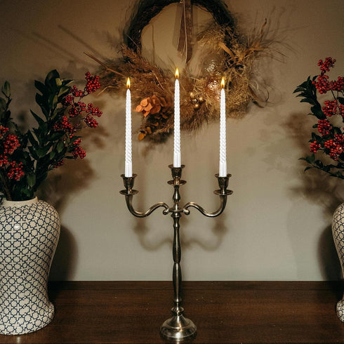 Kemladio 4 pcs 10 inch Taper Candles - Unscented Tapered Candles for Fancy Dinner, Halloween Party Decorations, White