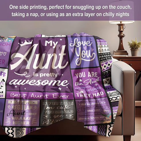 60"X50" Aunt Gifts, Auntie Gift Ideas, Gifts for Aunt from Niece/Nephew, Auntie Birthday Gift, Soft Throw Blankets