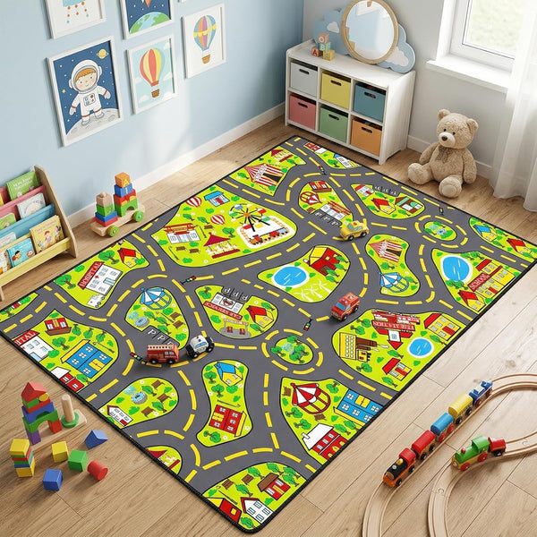 Car Rug Play Mat 3x5 Feet, Car Road Rug for Kids City