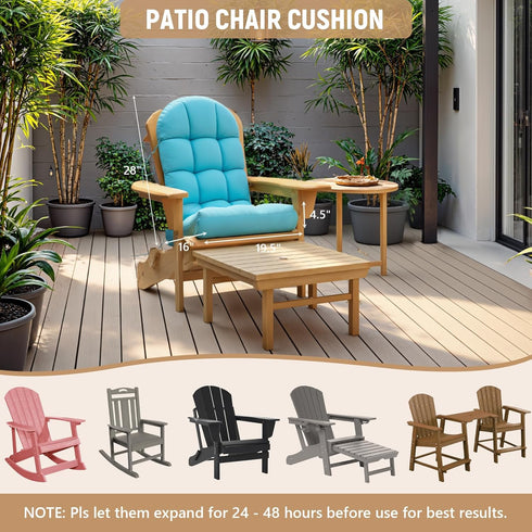 6 Sannwsg Adirondack Chair Cushion, Rocking Chair Cushions, High Back Patio Cushions, Thickened Weather Resistant Patio