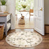 jinchan 5ft 5' Round Rug Beige Jungle Animals Print, Machine Washable Circle Modern Soft Non-Slip Forest Plant Throw