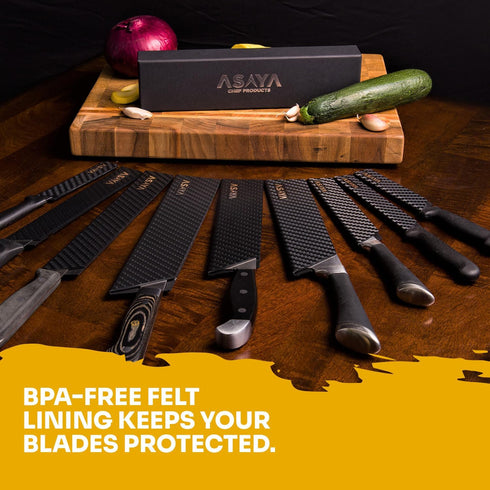 Asaya Professional Knife Edge Guards, Universal Blade Covers, Extra Strength ABS Plastic, BPA-Free Felt Lining, 9Pcs