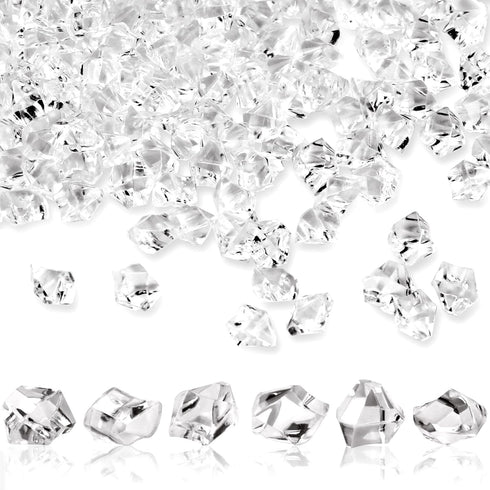 600PCS Fake Crushed Ice Rocks - Acrylic Diamond Crystals, Clear Plastic Ice Cubes for Home Decoration