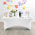 Spandex Table Cover for 6Ft, 4Ft, or 8ft Table, Universal Fitted Stretch Tablecloth for Party and Events, White