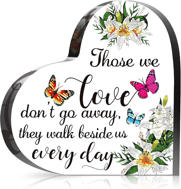 Blulu Crystal Glass Heart Memorial Gift, Sympathy Table Decorations for Loss of Loved One, 4 x 4 Inches Remembrance