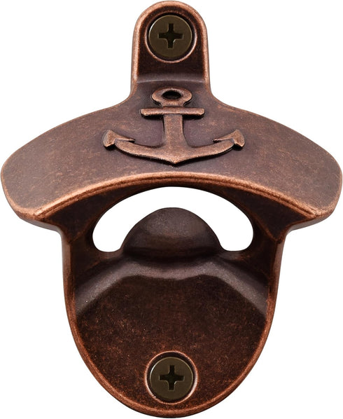 Old Fashioned Wall Mounted Bottle Opener - Stainless Soda Cap Opener for Nautical Coastal (Antique Copper)