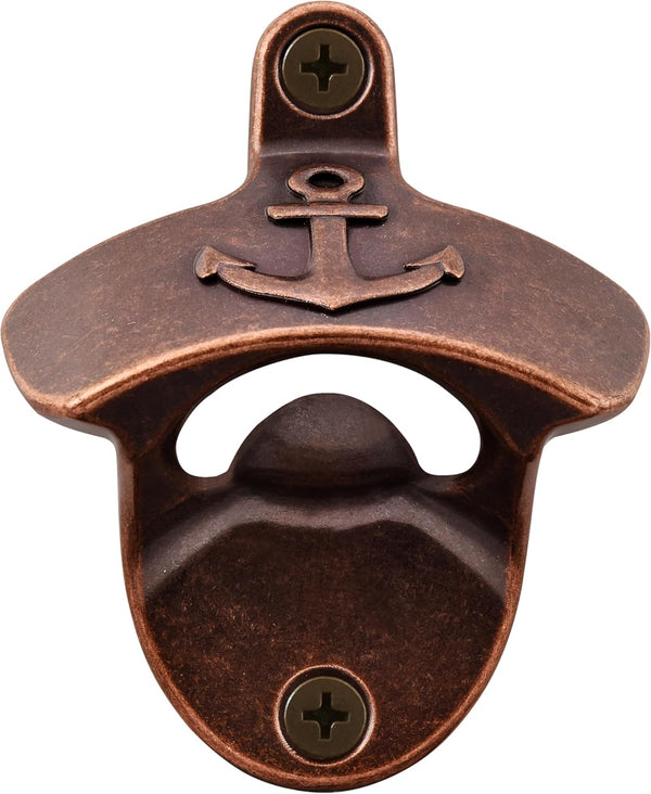 Old Fashioned Wall Mounted Bottle Opener - Stainless Soda Cap Opener for Nautical Coastal (Antique Copper)