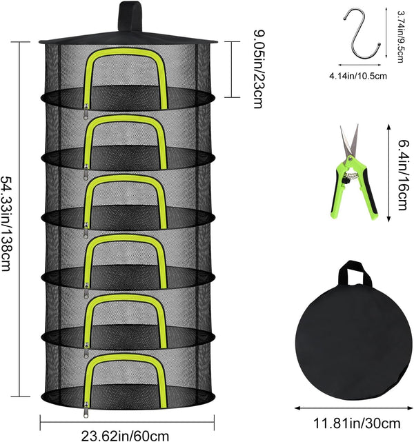6 Clothes(6 Layers-23.62'') Layer Herb Drying Rack, Herb Drying Rack Hanging Mesh, Foldable Plant Drying Net