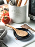 Spoon Holder, Cooking Spoon Rest for Utensils, Large Spoon Holder with Handle for Easy Grip, Gray and Blue