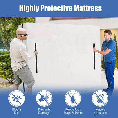 Mattress Bags for Moving and Storage with 8 Handles, Heavy Duty Cover with Strong Zipper Closure, Cali King