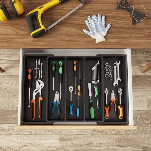 Lifewit Expandable Utensil Organizer for Kitchen Drawers, Adjustable Cutlery Holder, Plastic Storage Divider for