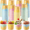 Ninehaoou 100 Pcs Ice Cream Cups Bulk Paper Disposable Dessert Bowls Ice Cream