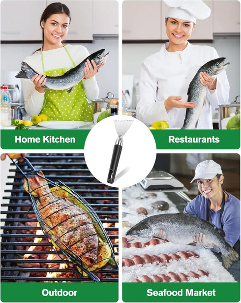 2 Pack Fish Scale Remover, 304 Stainless Steel Scraping Tool, Serrated Fish Cleaning Tools for Restaurant and Home