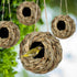 winemana 4 Pack Hanging Bird Nest House for Outside, Hand Woven Ball Shape, Durable Natural Grass for Garden Patio