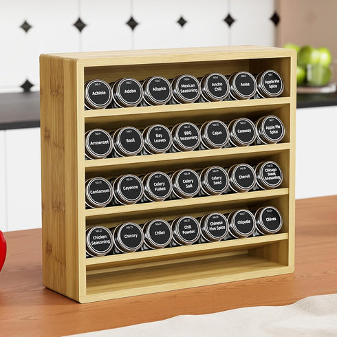 4 Countertop, 13.18 4.13 12.2 inches(Spice Orimade Tier Spice Rack Organizer for Cabinet, Freestanding Bamboo Seasoning