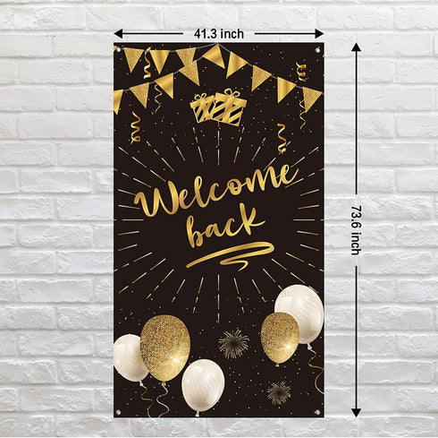 Welcome Back Door Banner Decoration, Large Cover for Homecoming, Retirement Party Photo Booth