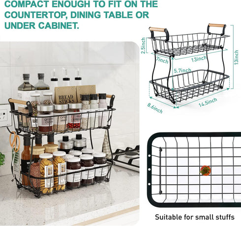 2 2 Countertop Counter ANTOPY Tier Fruit Basket with Banana Hangers, Fruit Vegetable Basket Bowl for Kitchen Metal Wire