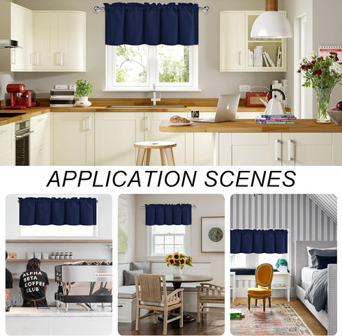 DWCN Valance Curtains for Living Room, Navy Window Valance Solid Short Topper, Short Curtains Valance for Small Window, Farmhouse Valance -1 Panel, 42 X 18 Inch, Navy Blue