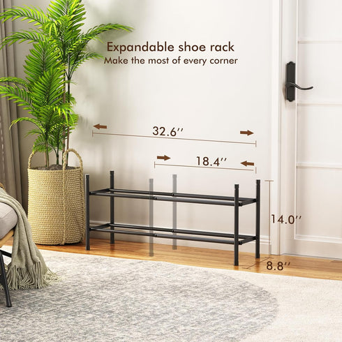 Uneviesyka 2 Closet, Expandable Shoe Rack, Tier Shoe Rack for Stackable Adjustable Standing Metal Shoe Shelf Organizer