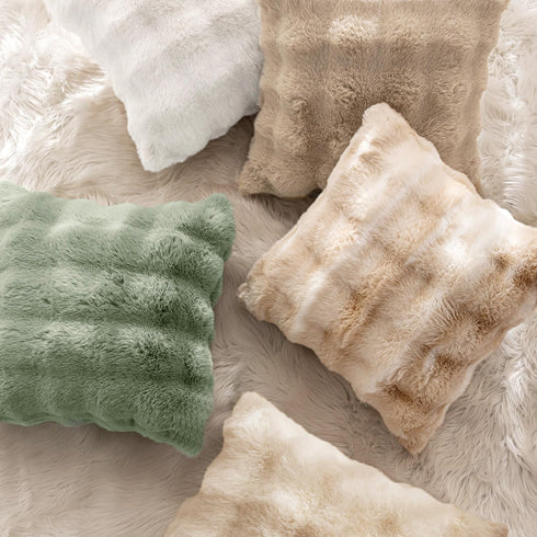 Sofa,12x20 Inch Pack 2 MIULEE Faux Fur Pillow Covers Thick Soft Plush Lumbar Throw Pillows Luxury Spring Home Decor