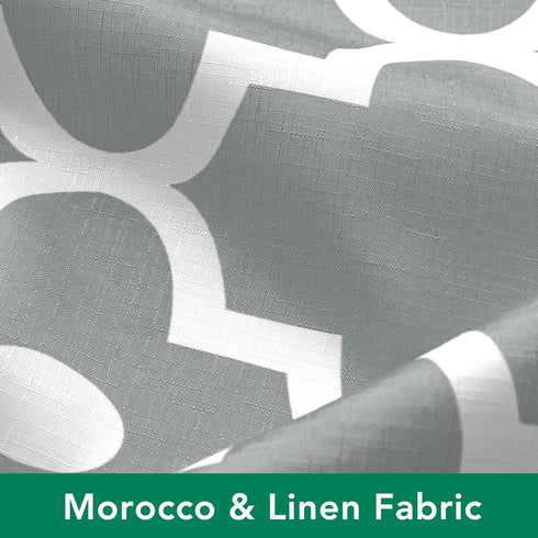 Biscaynebay Extra Long Textured Fabric Shower Curtains 72" W x 84" L, Silver Grey Morocco Pearl Printed Luxury