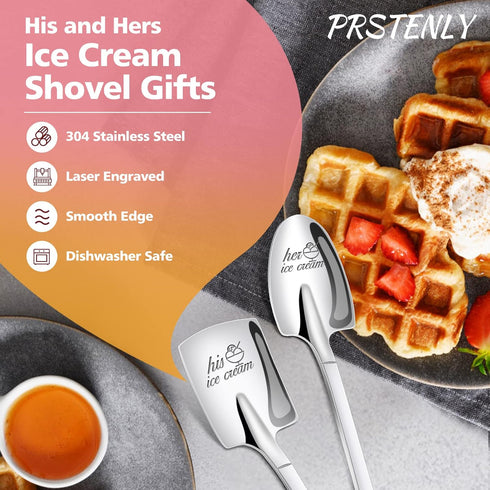 PRSTENLY 2 Pcs His and Hers Ice Cream Spoons, Gifts for Couples, Boyfriend Girlfriend Anniversary, Birthday, Valentines