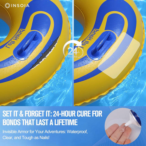 120 ML 2 Swimming Pool Liner Patch, Air Mattress Repair Kit x Waterproof Vinyl Repair Patch Kit for Inflatables, Ring