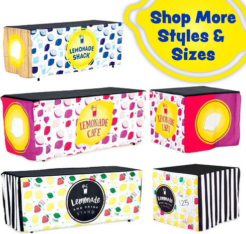 HIDEABOO 34" 34" 28" Easy Lemonade Stand Tablecloth Polyester Spandex Table Cover for Lemonade Stand for Kids