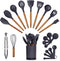 Silicone Kitchen Utensils Set & Holder, Cooking Essentials for New Home, Grey