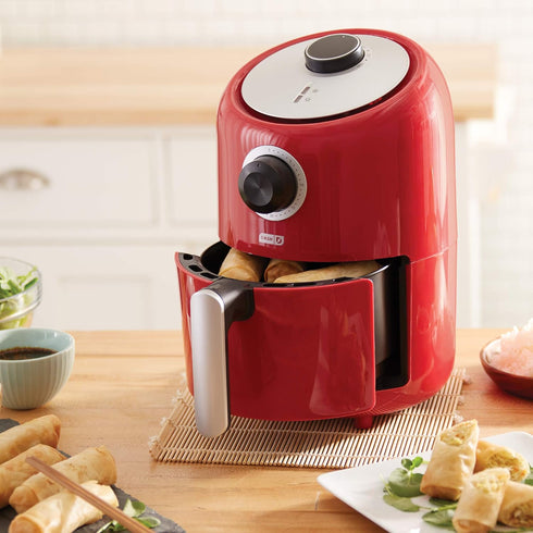 DASH Compact Air Fryer Oven Cooker, 2 Quart - Red with Temperature Control & Recipe Guide