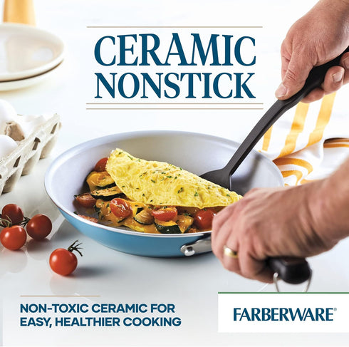 Farberware EcoAdvantage Ceramic Nonstick Frying Pan/Skillet, 10 Inch, Aqua by Farberware