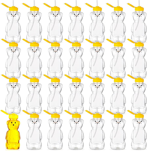 Thenshop 32 Pack Honey Bear Bottle with Straws Empty Plastic Cup Honey