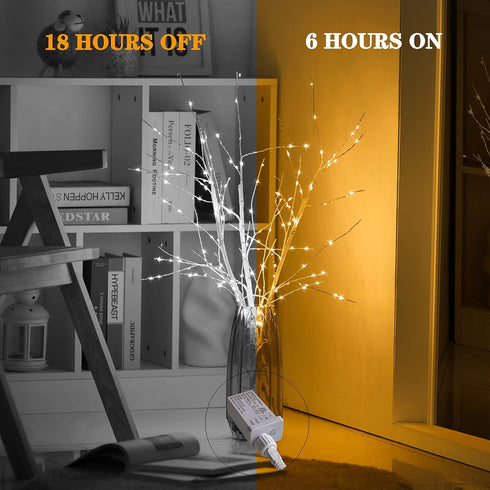 Lighted Birch Branches Pack of 3, 34IN 180 LED White Lighted Twig for Decoration, Timer Included