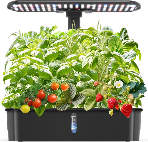 Hydroponics Growing System Kits,Smart Indoor Herb Garden with 24W LED Grow Light