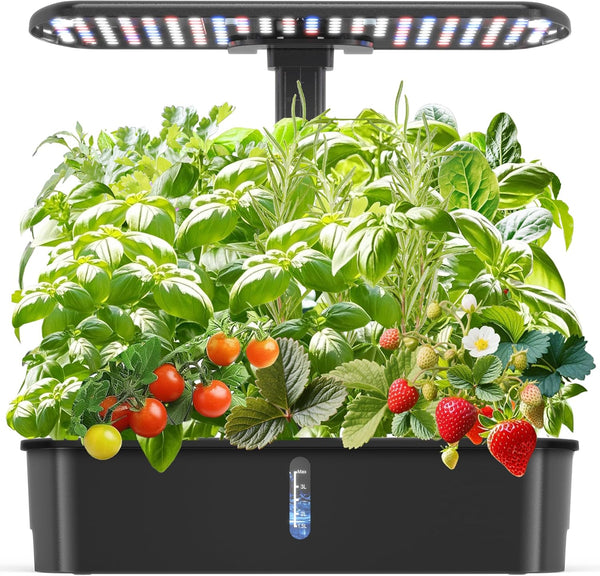 Hydroponics Growing System Kits,Smart Indoor Herb Garden with 24W LED Grow Light