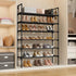 6 Closet 5 LANTEFUL Tier Shoe Rack for Shoe Organizer with Hooks, Long Shoe Shelf Storage for Shoe and Boot Stackable