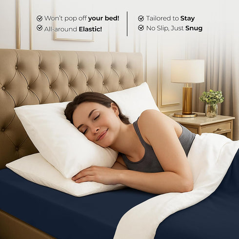 Utopia Bedding Queen Fitted Sheet - Navy - Deep Pocket - Soft Microfiber - 1 Bottom Sheet Only