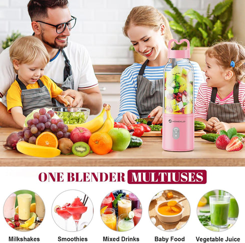 Portable Personal Blender 17OZ/500ML, 175W Juicer for Smoothies, Ice Blending, Food Processing, Compact, Versatile