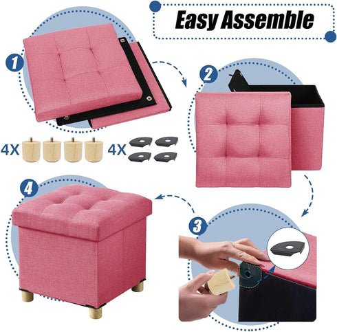 15 Inches BRIAN & DANY Ottoman with Storage, Square Small Storage Ottoman Foot Rest with Legs, Ottomans Foot Stool