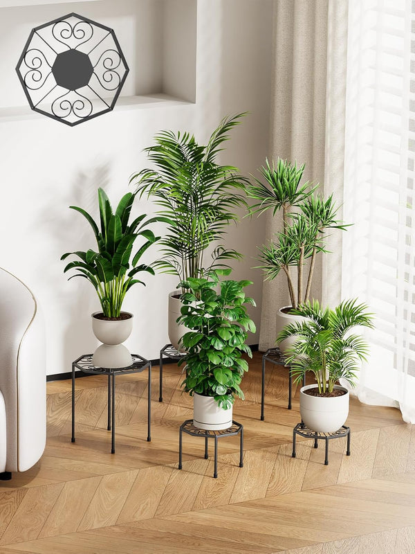 5-Pack Metal Plant Stands for Outdoor Indoor, Anti-Rust Iron Flower Pot Stand,