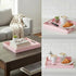 MaAixHom 15.8" 11.8" Counter, x Pink Decorative Serving Tray with Gold Trim and Handles, Sturdy Rectangular Ottoman
