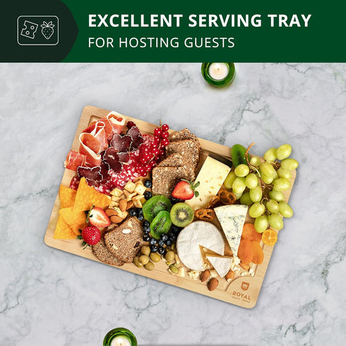 ROYAL CRAFT WOOD Bamboo Cutting Board with Juice Groove, Heavy Duty Kitchen Chopping Board for Meat, Cheese, Vegetables