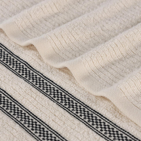 3-Piece Set, 1 1 1 Superior Cotton Towel Zero Twist, Ribbed Geometric, Bathroom Essentials, Shower, Spa, Luxury Plush