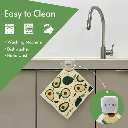 8 Pack Eulnars Swedish Dishcloths for Kitchen, Reusable Paper Towels with Clips, Non-Scratch Swedish Kitchen Towels