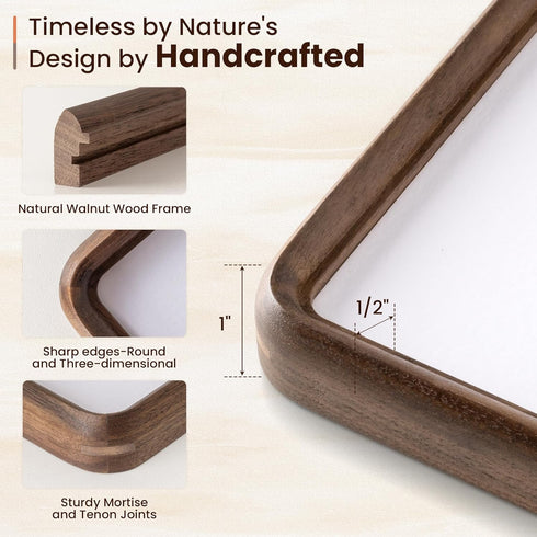 4x6 4x6 3x5 Picture Frame Natural Walnut Solid Wood Photo Frame from CA-USA with Tempered Glass, Handcrafted Wooden